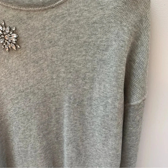 J.Crew Heather Gray Jeweled Embellished Glam Sweatshirt Sweater Top  S - Picture 9 of 12